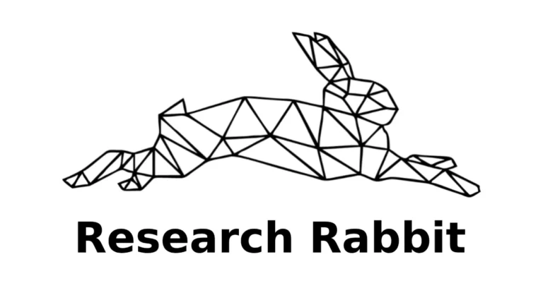 Logo of Research Rabbit which is a running rabbit in an abstract form.